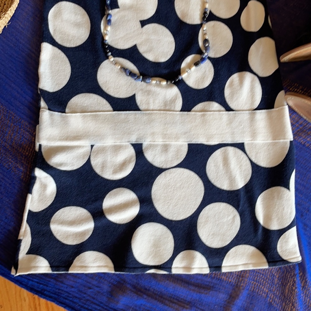 🌺 ESCIO - Navy & White; Flattering Polka Dot Short Dress in Misses Size Small! - Picture 5 of 11